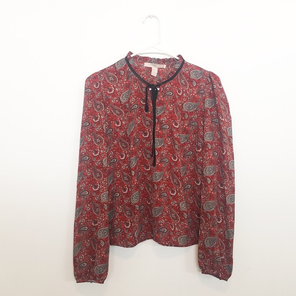 Forever 21 Orange Paisley Print Boho blouse - Picture 2 of 6